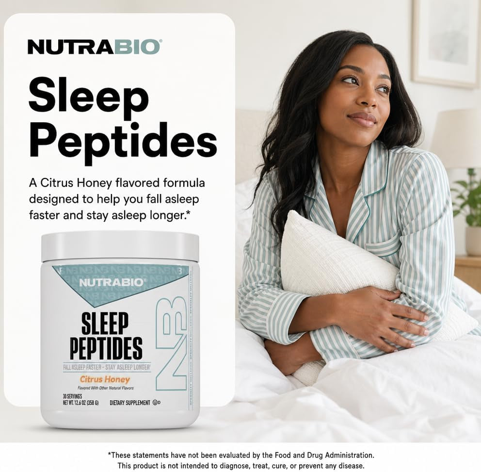 Sleep Peptides Sleep Drink Mix Supplement with Magnesium & Melatonin – Citrus Honey Flavor, Sleep Support Powder, 30 Servings