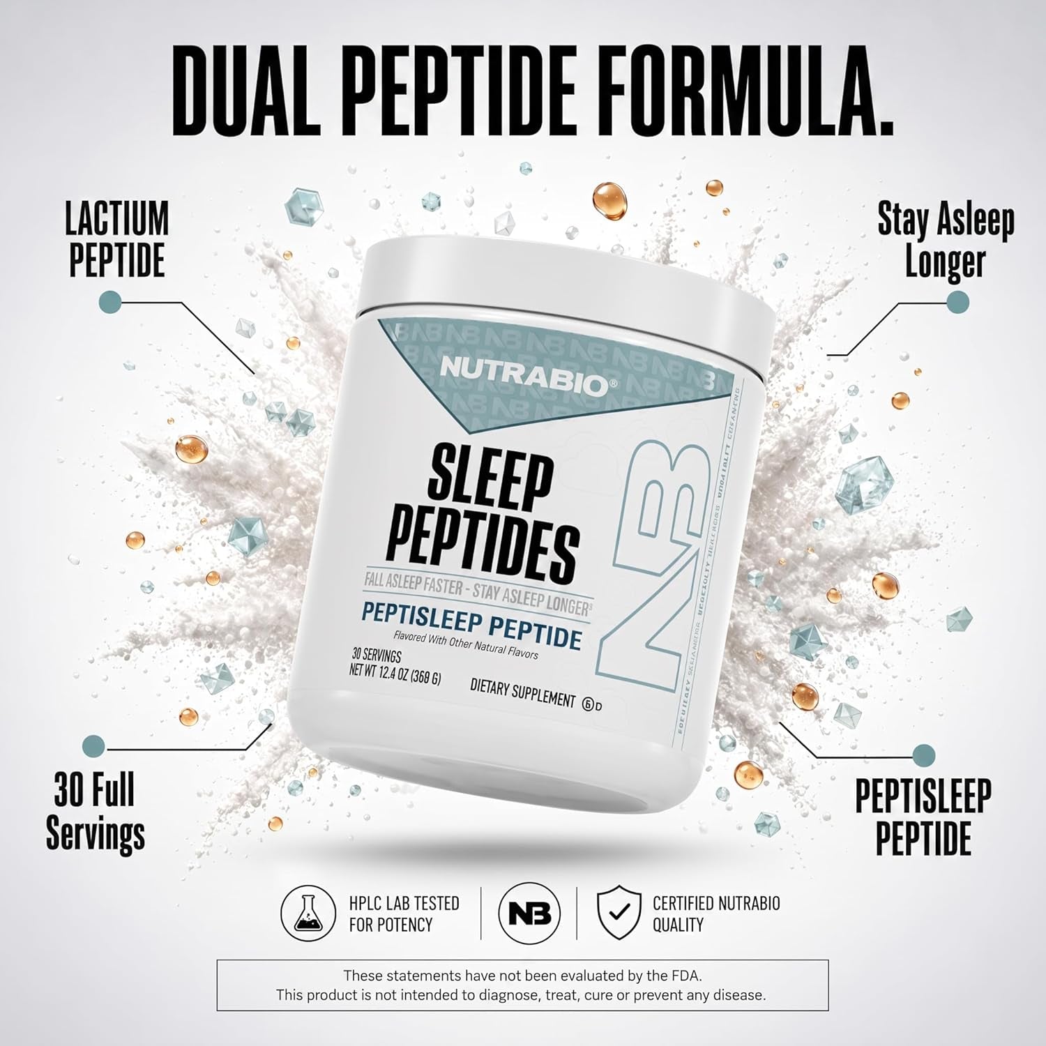 Sleep Peptides Sleep Drink Mix Supplement with Magnesium & Melatonin – Citrus Honey Flavor, Sleep Support Powder, 30 Servings
