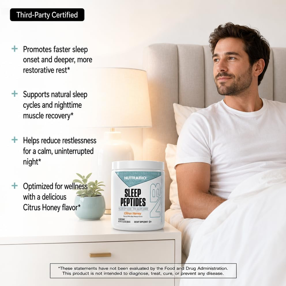 Sleep Peptides Sleep Drink Mix Supplement with Magnesium & Melatonin – Citrus Honey Flavor, Sleep Support Powder, 30 Servings