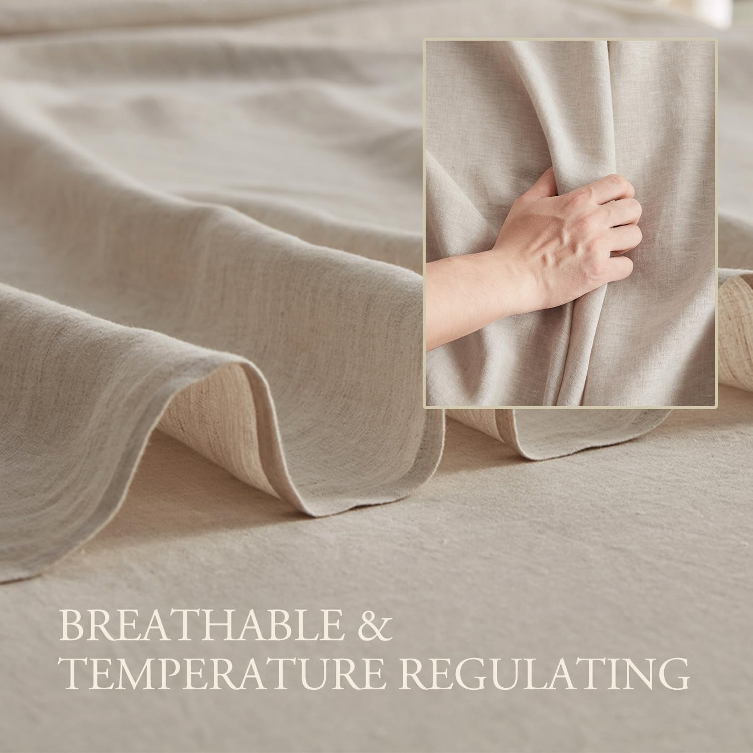 Pure Linen Sheet Set – 100% French Linen from Normandy, Breathable Bedding for Hot Sleepers, 4-Piece Set (Flat Sheet, Fitted Sheet & 2 Pillowcases), Full Size