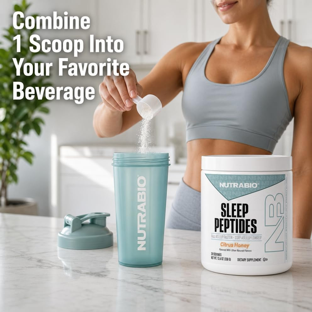 Sleep Peptides Sleep Drink Mix Supplement with Magnesium & Melatonin – Citrus Honey Flavor, Sleep Support Powder, 30 Servings