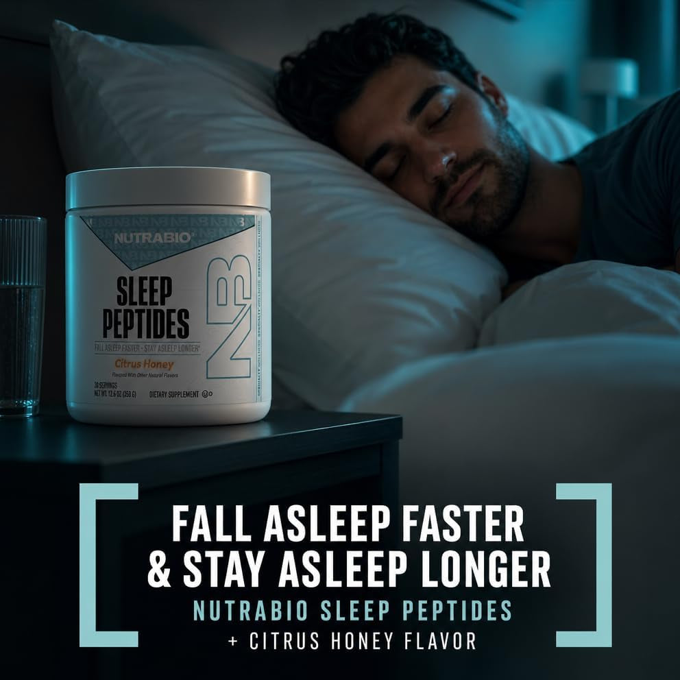 Sleep Peptides Sleep Drink Mix Supplement with Magnesium & Melatonin – Citrus Honey Flavor, Sleep Support Powder, 30 Servings